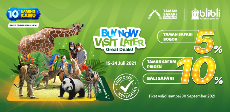 Promo Taman Safari Indonesia di Blibli 10th Anniversary
