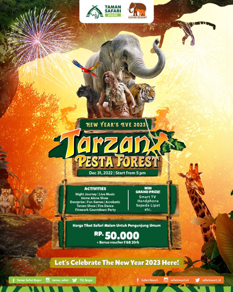  Suguhan Eksklusif Malam Tahun Baru 2023 di Taman Safari Bogor; Theater Tarzan hingga Pesta Forest Bagi-bagi Doorprize!