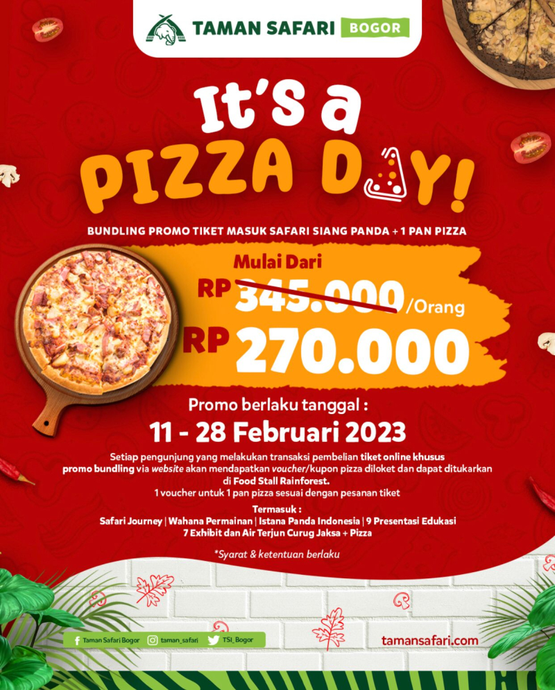 Paket promo Pizza Day Taman Safari Bogor. (*)