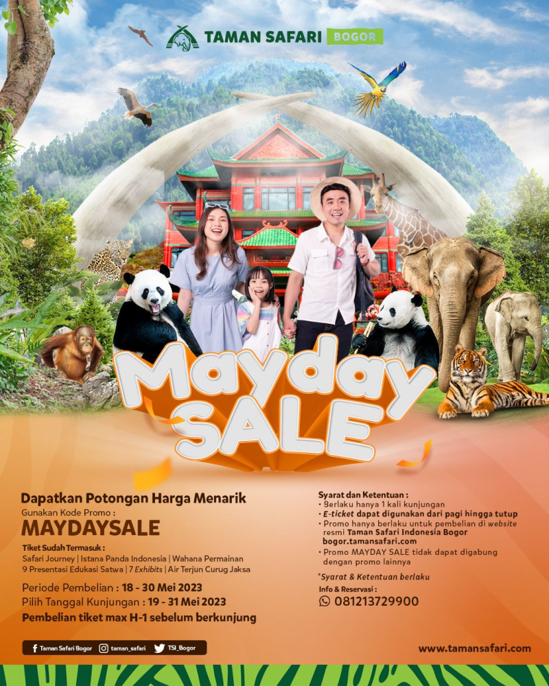 Gebyar Promo Tiket Masuk Taman Safari Bogor, Spesial Mayday Sale 2023! 