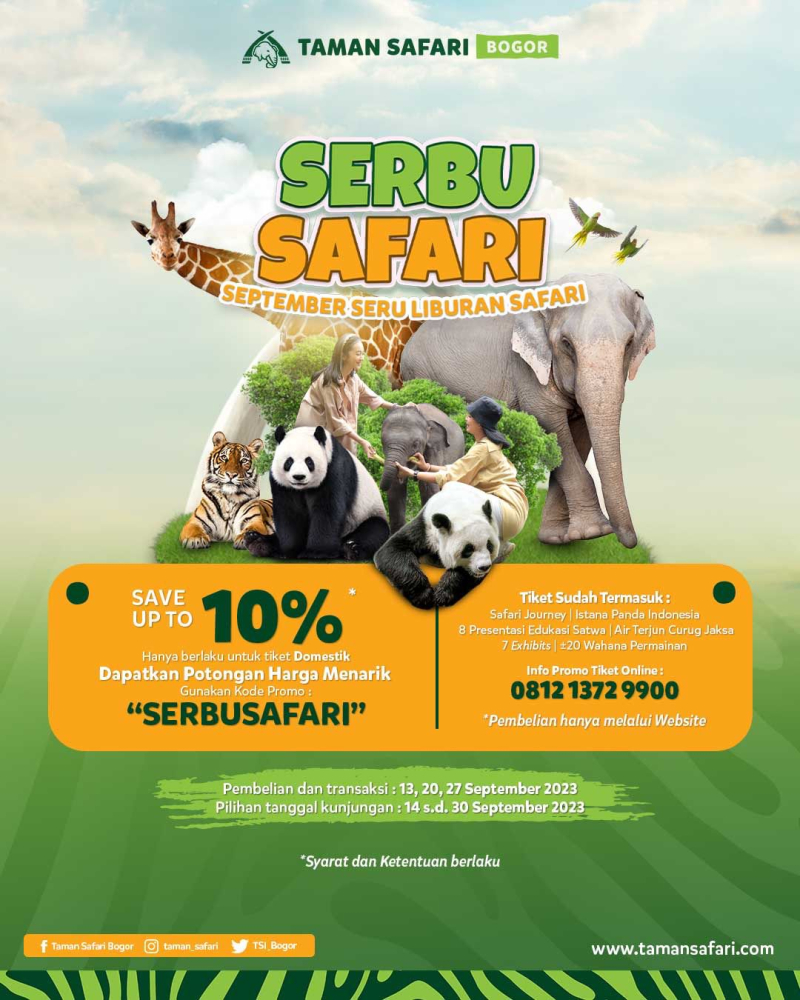 September Ceria; Promo Serbu Safari di Taman Safari Bogor, Buruan Catat Tanggalnya! 