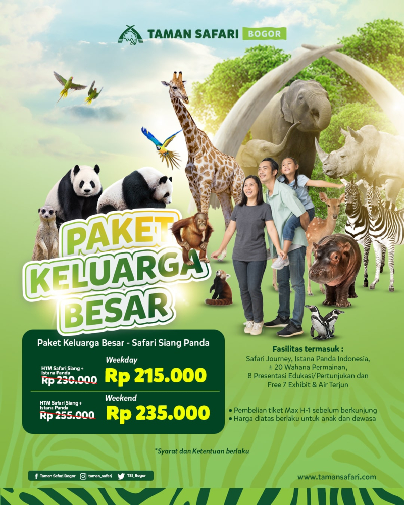 Buruan Booking, Gebyar Promo Tiket Taman Safari Spesial Paket Keluarga Besar, Segini Harganya!
