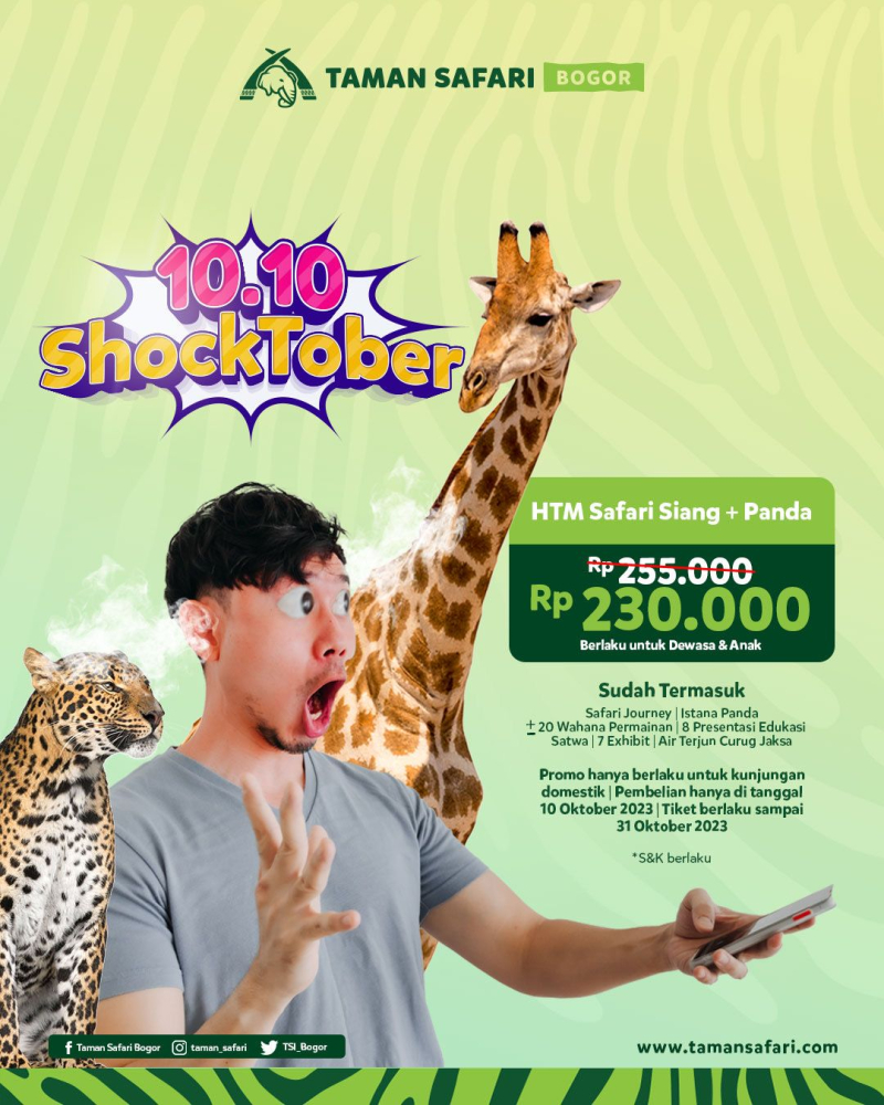 Gebyar Promo Shocktober 10.10, Tiket Masuk Taman Safari Bogor Hanya Rp230 Ribu, Simak Syaratnya!