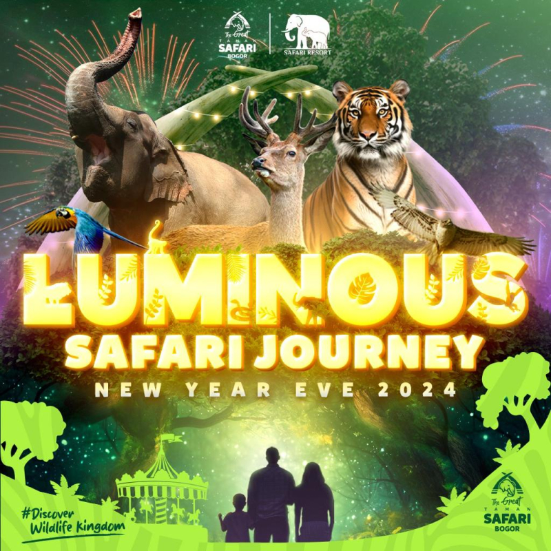 Luminous Safari Journey event Tahun Baru 2024 di Taman Safari Bogor. (*)