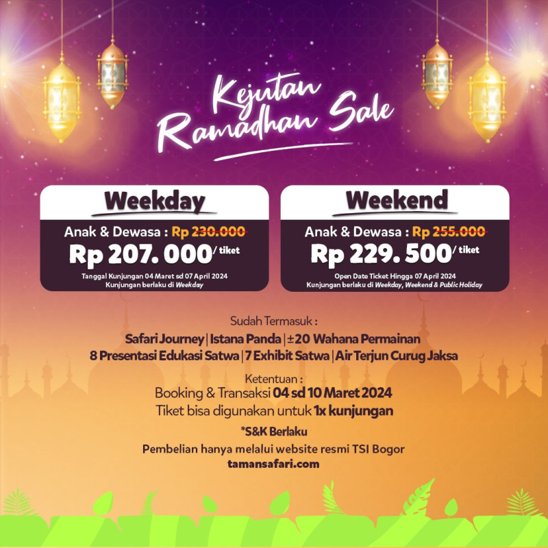 Promo Ramadan Sale 2024 Sudah Bisa Dipesan, Masuk Taman Safari Bogor Dapat Diskon Gede-gedean!