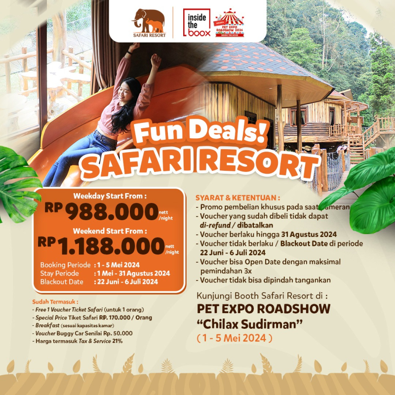 Promo Fun Deals Taman Safari Bogor, Bermalam di Safari Resort Mulai Rp988 Ribu!
